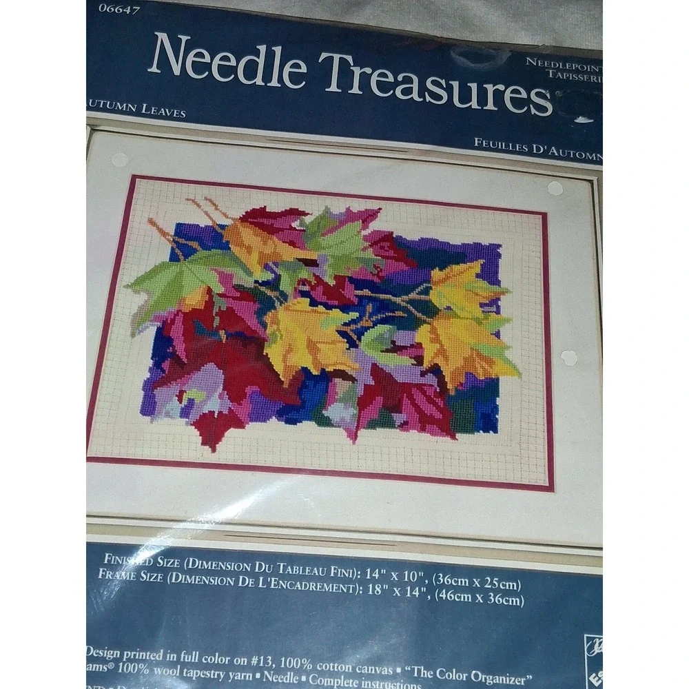 Vintage Needle Treasures Autumn Leaves Needlepoint Kit #06647 Paul Brent Sealed